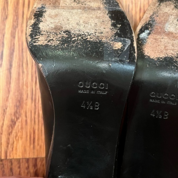 Gucci Vintage Leather Heels Black and Gold Womens Size 4.5B - Picture 7 of 12